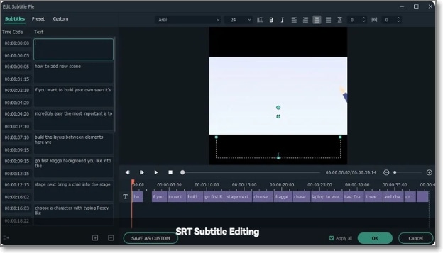 تعديل ملفات SRT على Wondershare Filmora 2