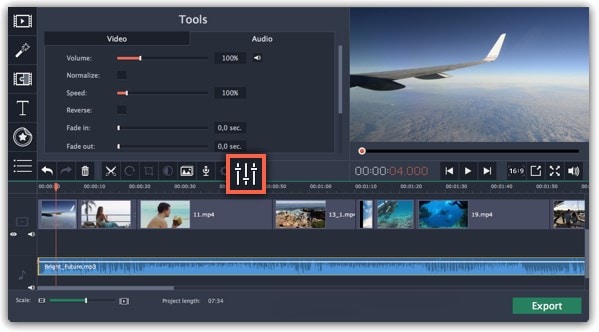 audio tools movavi editor