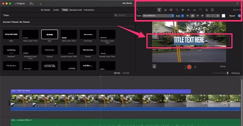 edit title text imovie