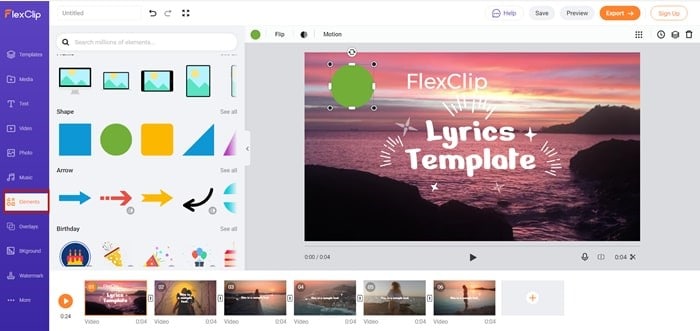 تصدير مقاطع الفيديو flexclip