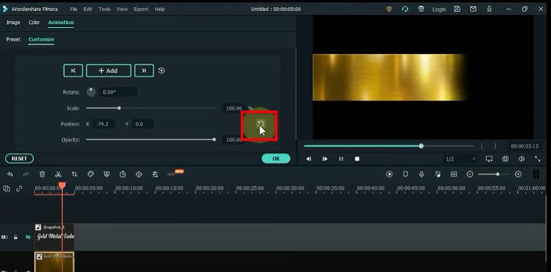 gold effect text video filmora
