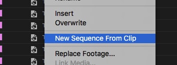 new sequence from clip