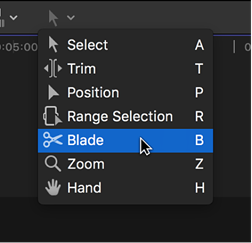 en cliquant sur le menu contextuel des outils