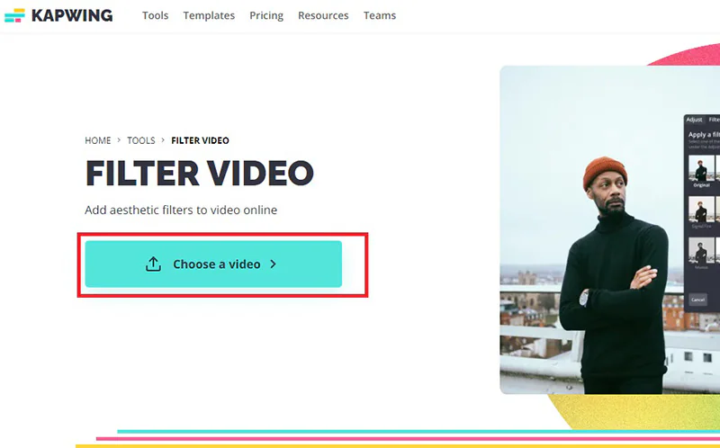video filtro kapwing