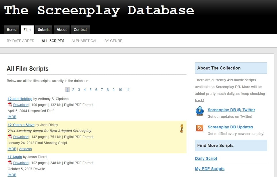 the screenplay database