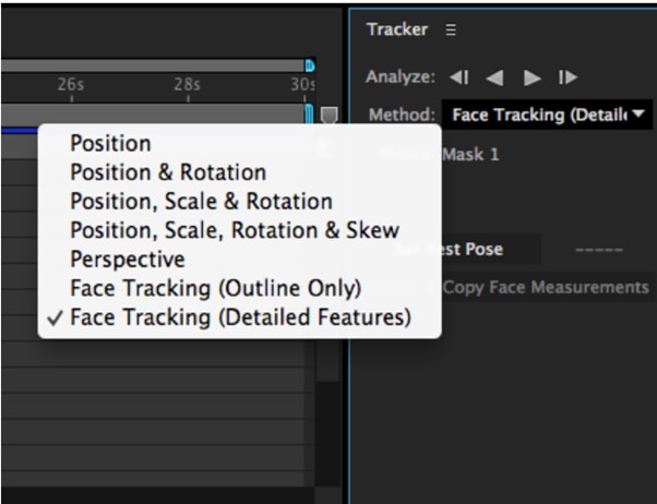 selecting the face tracking option