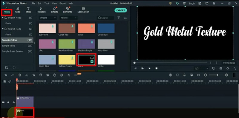 comece a adicionar cores efeito dourado