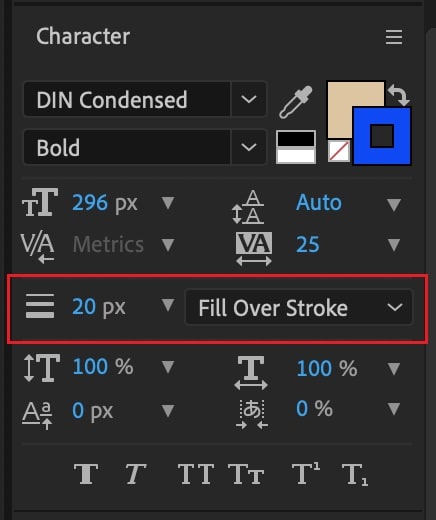 خيار stroke في after effects