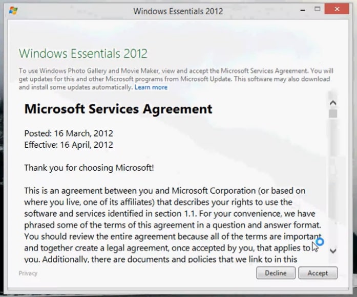 accept win 8 license agreement