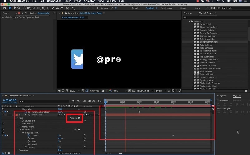 add keyframes in after effects