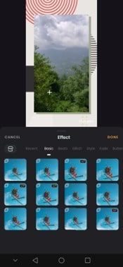 applying effect on the video in vivavideo app