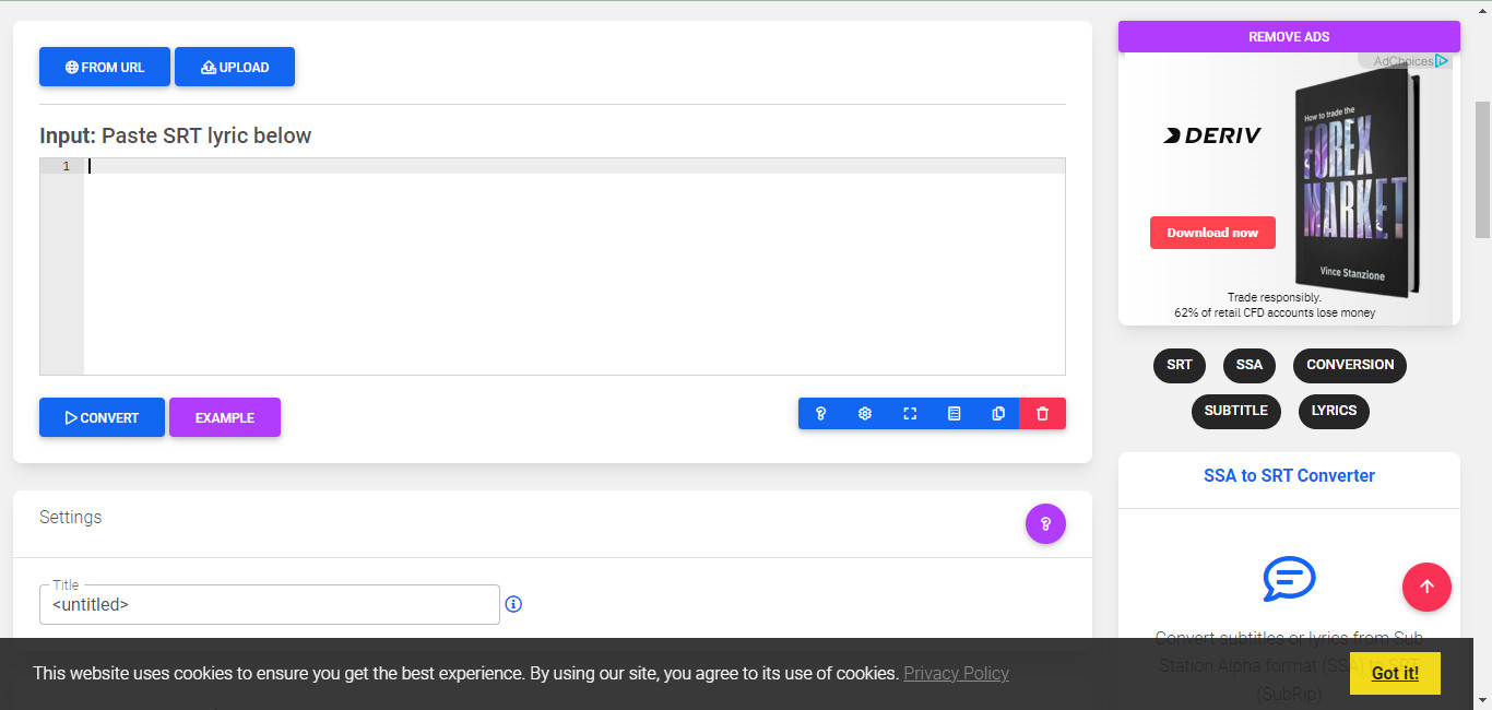 convert srt to ssa