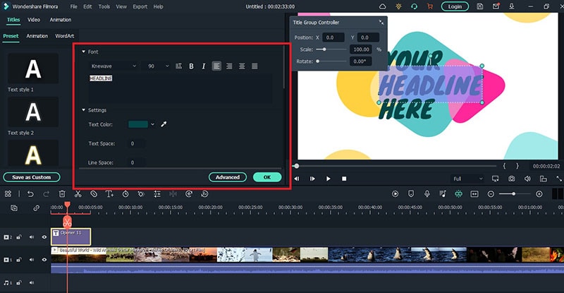 edit text in videos filmora
