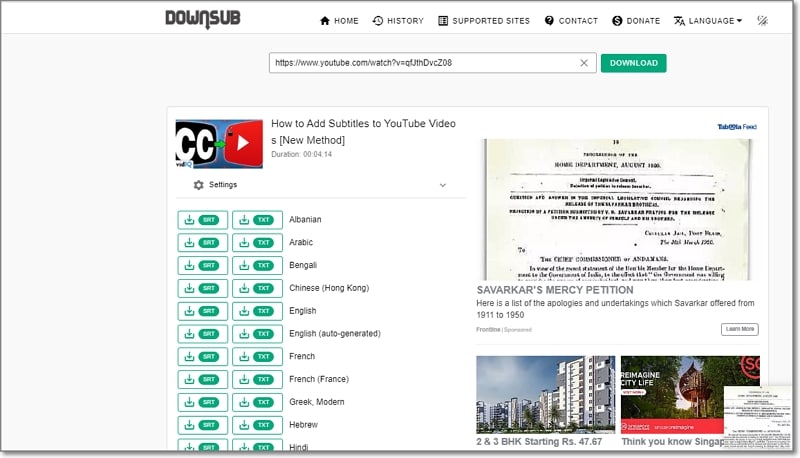 downsub srt download 3