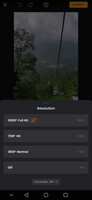 setting the resolution and frame rate of video