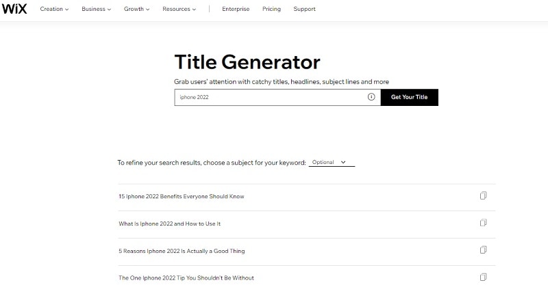 wix title generator