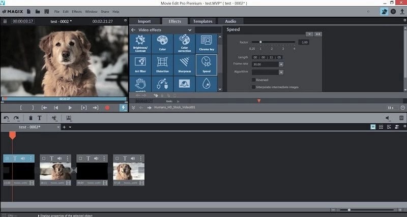 magix video-editing interface