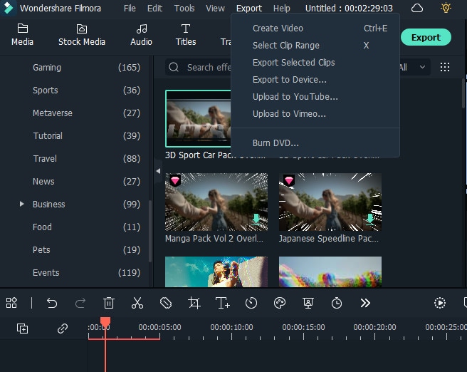 export and share video on filmora