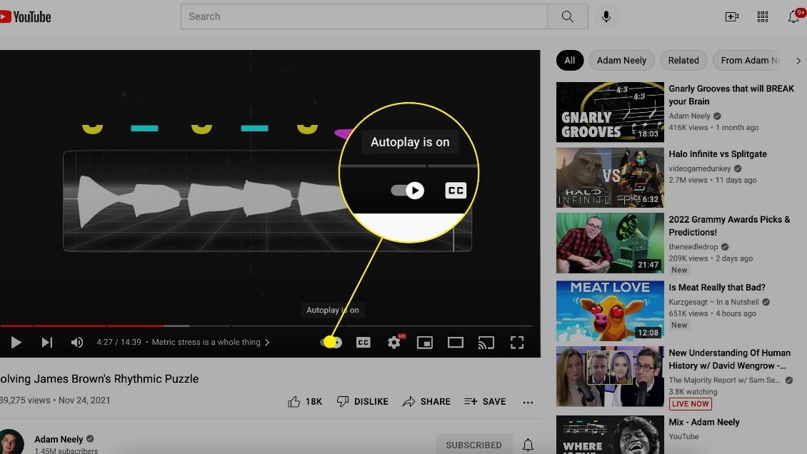 turn off youtube auto play