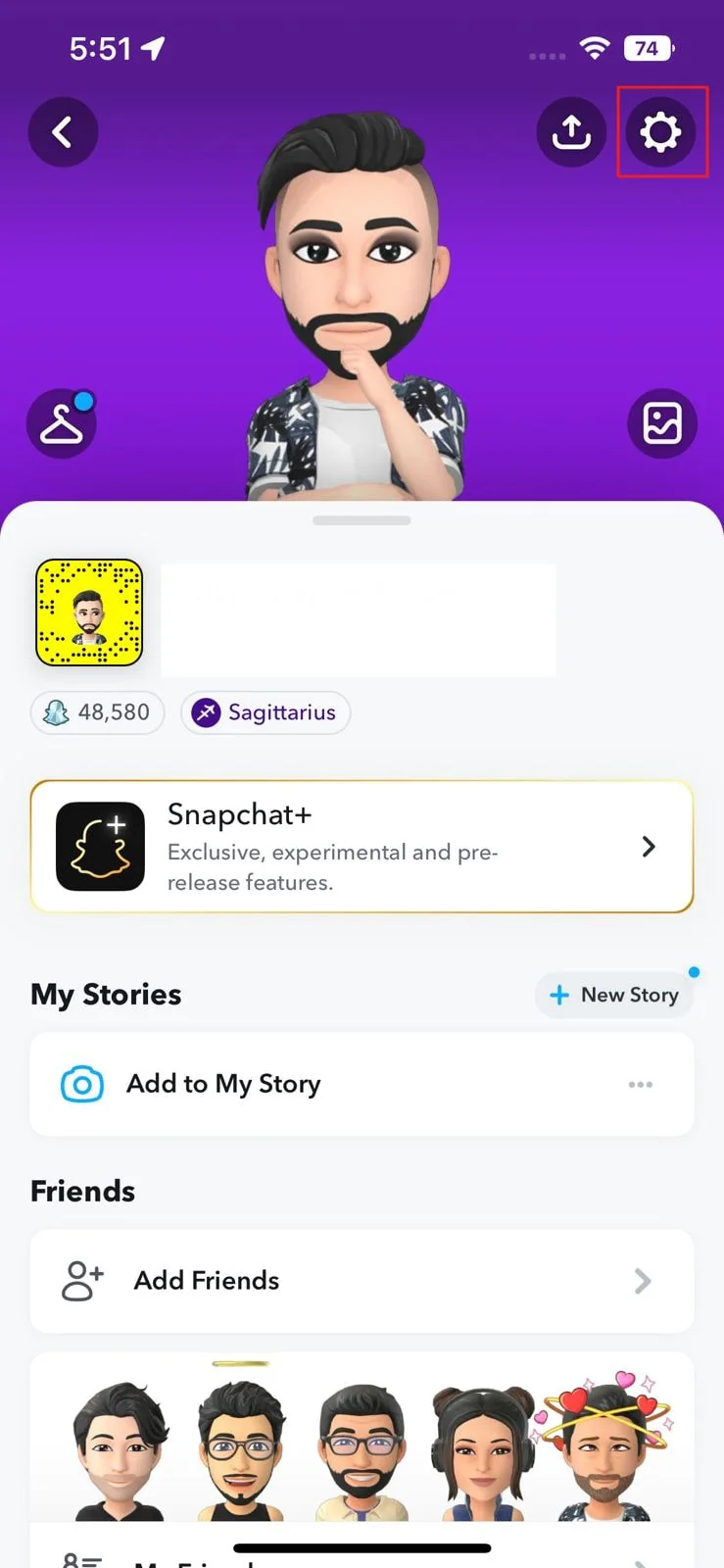 abre la configuración de snapchat