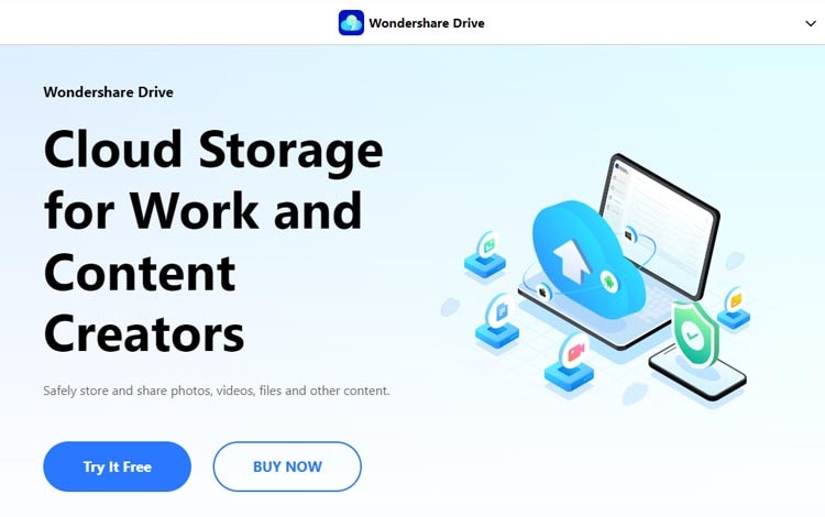 wondershare drive front page website interface