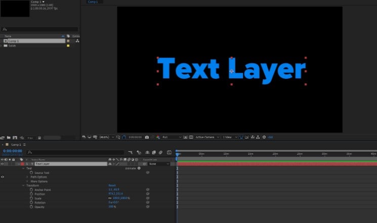 after effects text layer