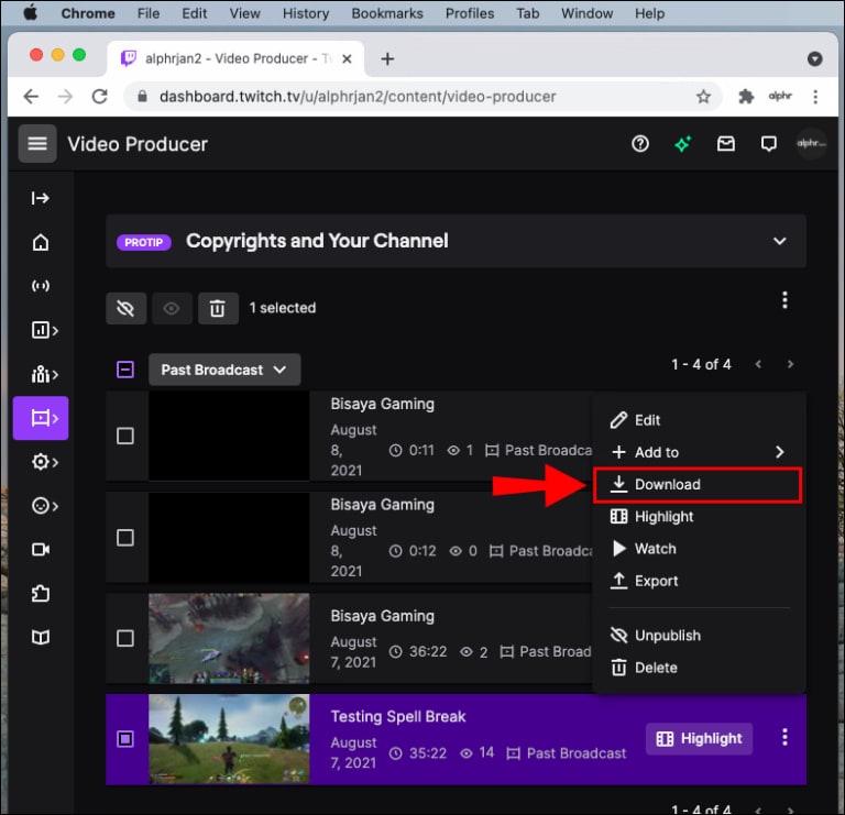 downloading your twitch video on your computer