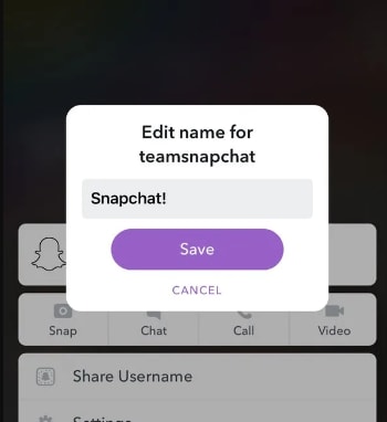 edit the name of your snapchat friend
