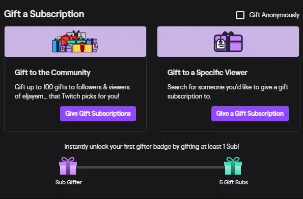 gifting subs on twitch