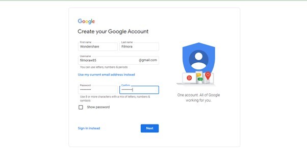 enter google account details 1