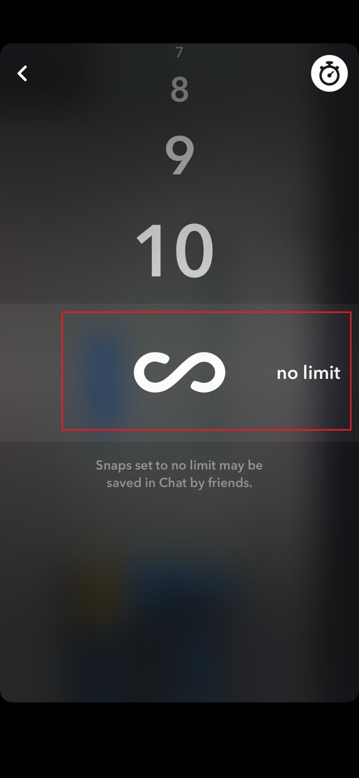 select infinity loop for snap