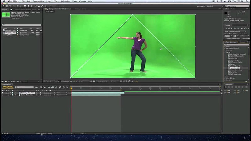 importa el metraje de video en la pantalla verde de ae