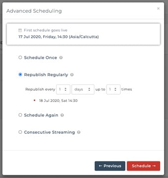 schedule your live stream