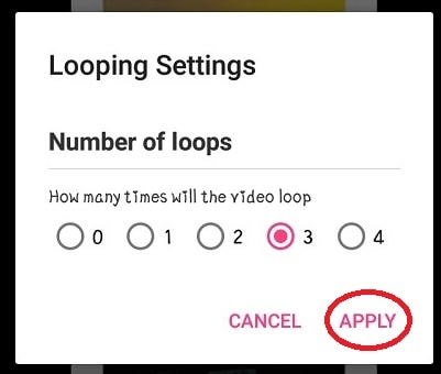 loop time settings on android