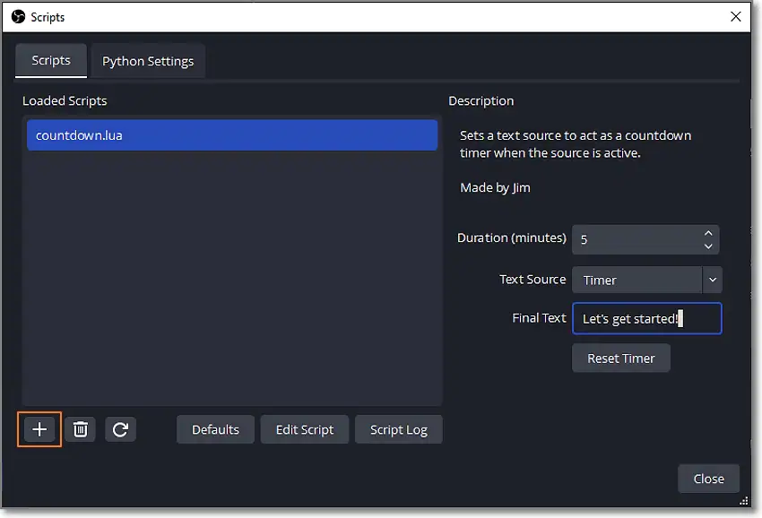 obs countdown timer anpassen timer details