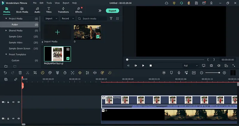 video in den timeline editor ziehen