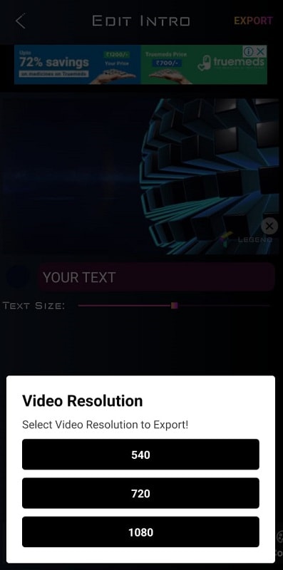 select video resolution legend intro