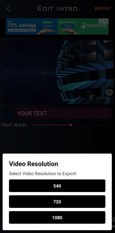 select video resolution legend intro