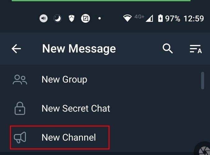 selecting new channel on telegram