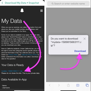 sending request to snapchat to recover data