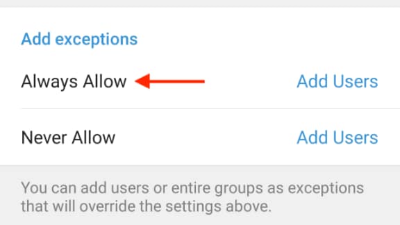 setting telegram profile picture privacy to always allow