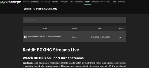sportsurge for boxing streams live
