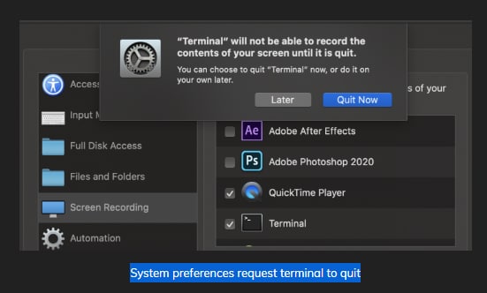 stopping video stream recording on mac