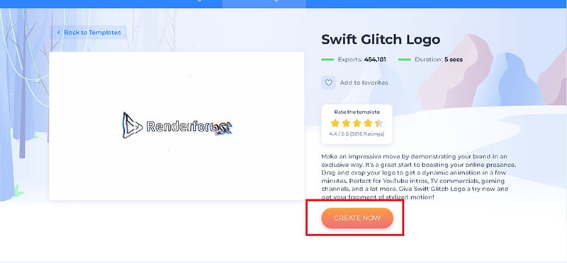 تأثير swift glitch logo في برنامج renderforest