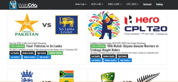 webcric website for cricket live