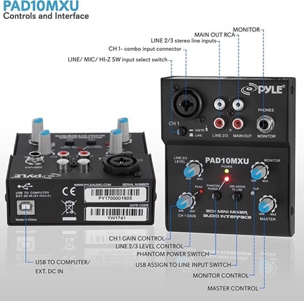 pad10mxu controls and interface