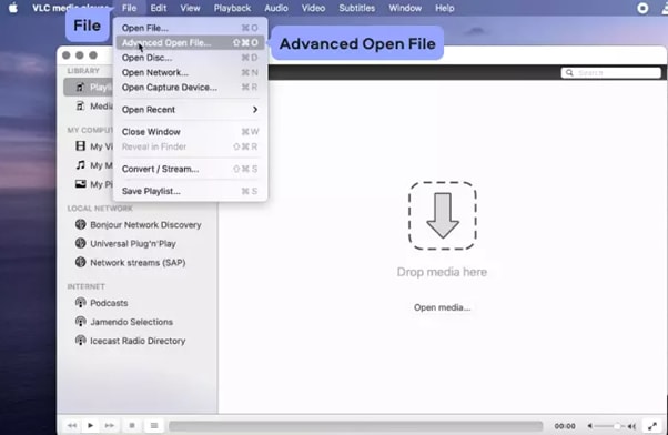 Hinzufügen einer Untertiteldatei zu einem Video in vlc auf dem Mac