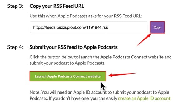 copy your rss feed url