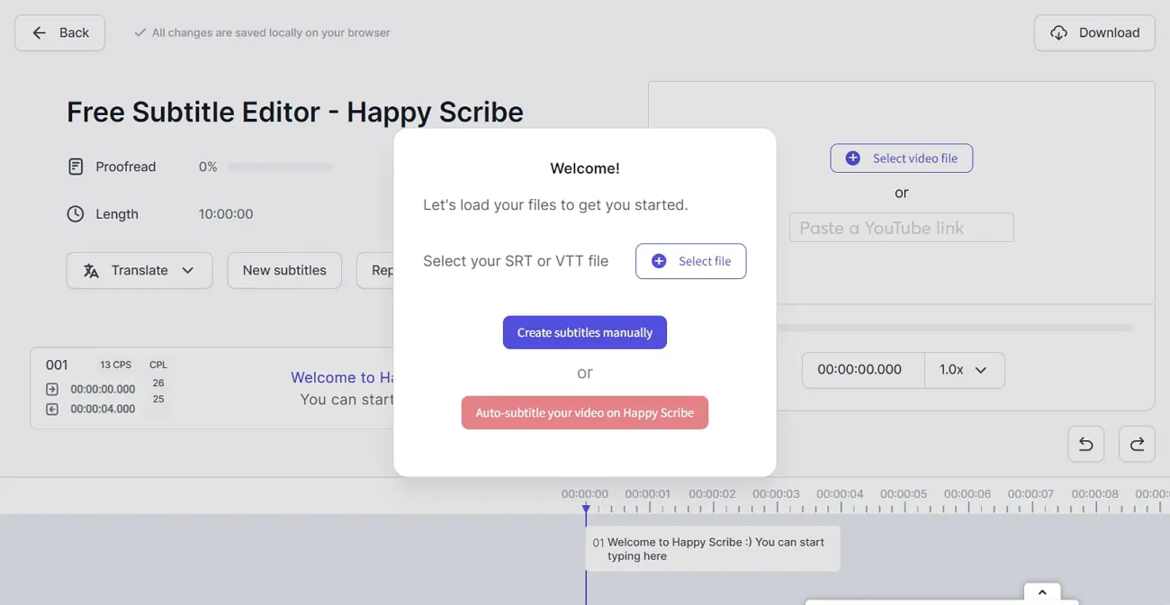 happy scribe online Untertitel-Tool