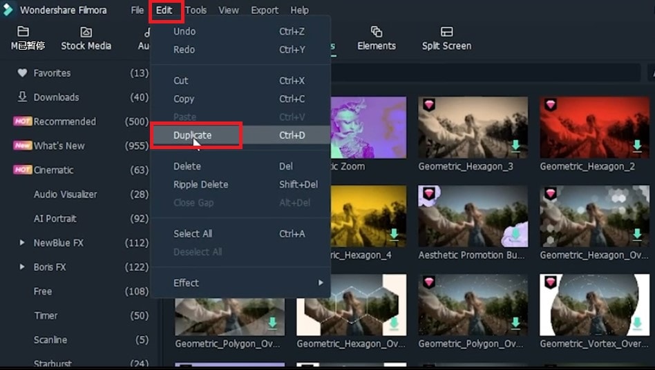 select your clip and click on edit
